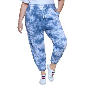 Tommy Hilfiger Sport Womens Plus Logo Tie Dye Jogger Pants Blue 0X