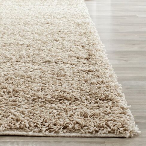 SAFAVIEH Athens Shag Collection Area Rug - 6' x 9', Beige, Non-Shedding & Easy Care, 1.5-inch Thick Ideal for High Traffic Areas in Living Room, Bedroom (SGA119G) in Saudi Arabia