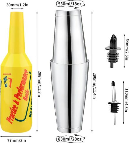 SuproBarware Flair Bottle - Yellow Flair Bartender Kit 7pcs, 2 Flair Bottle 25oz/750ml, 1 Boston Shaker, Flair Bartender Practice & Performance Bottle in Saudi Arabia