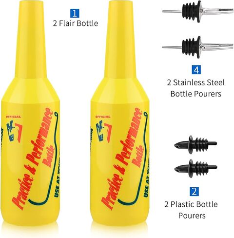 SuproBarware Flair Bottle - Yellow Flair Bartender Kit 7pcs, 2 Flair Bottle 25oz/750ml, 1 Boston Shaker, Flair Bartender Practice & Performance Bottle in Saudi Arabia
