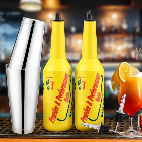 SuproBarware Flair Bottle - Yellow Flair Bartender Kit 7pcs, 2 Flair Bottle 25oz/750ml, 1 Boston Shaker, Flair Bartender Practice & Performance Bottle in Saudi Arabia