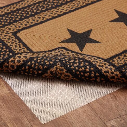 VHC Brands Farmhouse Primitive Jute Accent Rectangle Rug Stencil Stars w/ Floor Pad 27"x48" in Saudi Arabia