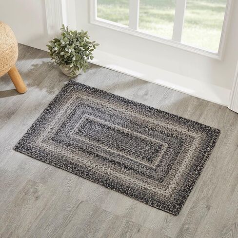 VHC Brands Sawyer Mill Black White Jute Rug Rect w/Pad 24x36 in Saudi Arabia