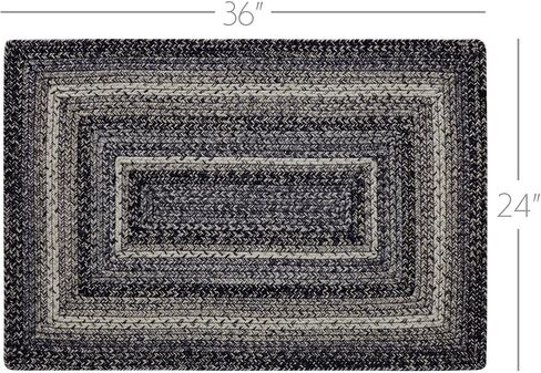 VHC Brands Sawyer Mill Black White Jute Rug Rect w/Pad 24x36 in Saudi Arabia