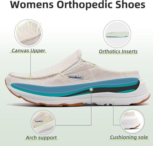 OrthoComfoot Women's Orthopedic Slip-On Loafers Walking Shoes: Comfortable Arch Suppor Slippers for Plantar Fasciitis, Casual Soft Orthotic Shoes for Foot and Heel Pain Relief in Saudi Arabia