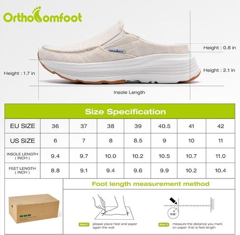 OrthoComfoot Women's Orthopedic Slip-On Loafers Walking Shoes: Comfortable Arch Suppor Slippers for Plantar Fasciitis, Casual Soft Orthotic Shoes for Foot and Heel Pain Relief in Saudi Arabia