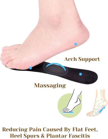 CB 2-Pairs Arch Support Insoles Soft Silicone Invisible Ultra-Slim Gel Inserts Liners Ball of Foot Dots Massage, 3/4 Length for Women Shoes High Heel Shoes 6-8.5, Black in Saudi Arabia