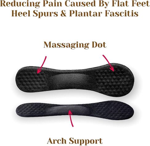 CB 2-Pairs Arch Support Insoles Soft Silicone Invisible Ultra-Slim Gel Inserts Liners Ball of Foot Dots Massage, 3/4 Length for Women Shoes High Heel Shoes 6-8.5, Black in Saudi Arabia