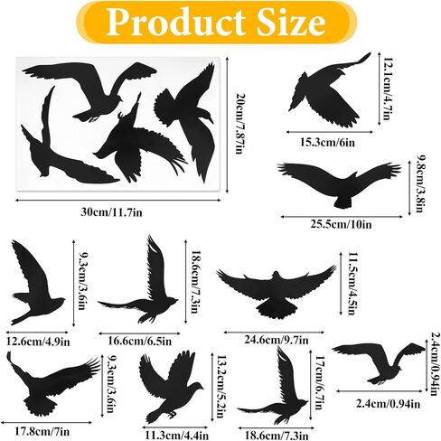 Giantree 37 Pcs Large Bird Stickers Anti-Collision Window Clings for Glass Window, Bird Window Decals to Prevent People and Bird Strikes Stop Birds from Hitting Windows in Saudi Arabia