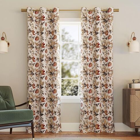 ستارة Sun Zero Irma Vintage Floral التعتيم بحلقات معدنية، مقاس 40 بوصة × 84 بوصة، حجري in Saudi Arabia