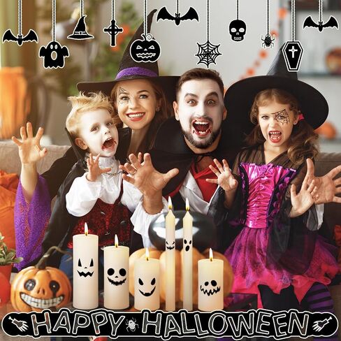 6 Pcs Halloween Ghost Candles White Spooky Candles Halloween Pillar Candles Ghost Decor Decorative Burning Candles for Halloween Party Dining Table Decorations in Saudi Arabia