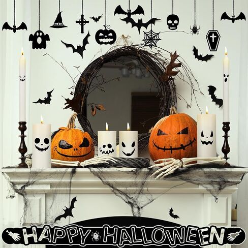 6 Pcs Halloween Ghost Candles White Spooky Candles Halloween Pillar Candles Ghost Decor Decorative Burning Candles for Halloween Party Dining Table Decorations in Saudi Arabia