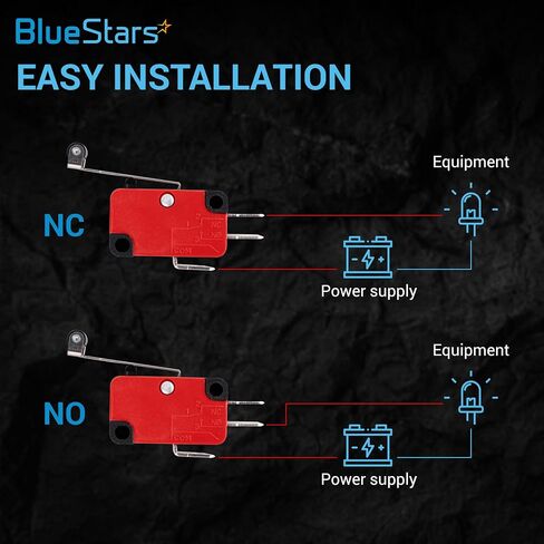 BlueStars Pack of 10 V-156-1C25 Micro Limit Switch Blade Momentary 250VAC/125VDC 15A Perfect for Arduino, Appliance and General Electrical Equipment Supplies in Saudi Arabia