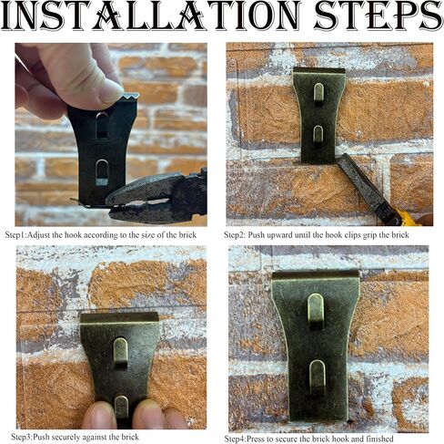 20 PCS Brick Hook Clips – Upgrade Versatile Damage Free Brick Wall Hangers -Fit for 2-1/4 inches to 2-3/8 inches High Bricks/Antique Brass in Saudi Arabia