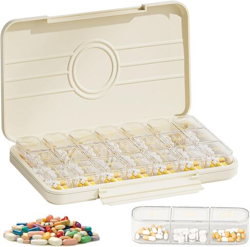 Weekly Pill Organizer 3 Times a Day, Pill Cases Organizers 7 Day, Removable Medicine Pill Prganizer with Separate Container, Medicine Organizer Box,Travel Pill Case to Hold Vitamins and Medication in Saudi Arabia
