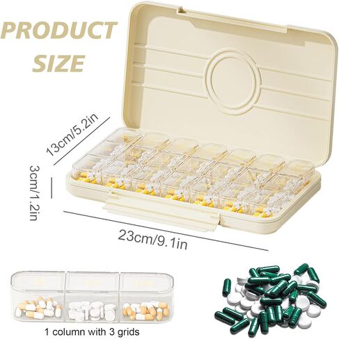 Weekly Pill Organizer 3 Times a Day, Pill Cases Organizers 7 Day, Removable Medicine Pill Prganizer with Separate Container, Medicine Organizer Box,Travel Pill Case to Hold Vitamins and Medication in Saudi Arabia