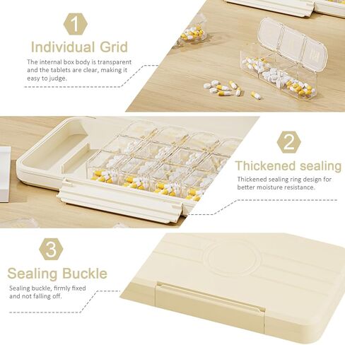 Weekly Pill Organizer 3 Times a Day, Pill Cases Organizers 7 Day, Removable Medicine Pill Prganizer with Separate Container, Medicine Organizer Box,Travel Pill Case to Hold Vitamins and Medication in Saudi Arabia