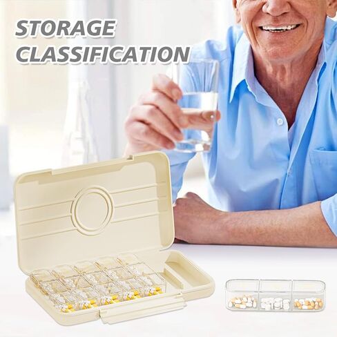 Weekly Pill Organizer 3 Times a Day, Pill Cases Organizers 7 Day, Removable Medicine Pill Prganizer with Separate Container, Medicine Organizer Box,Travel Pill Case to Hold Vitamins and Medication in Saudi Arabia