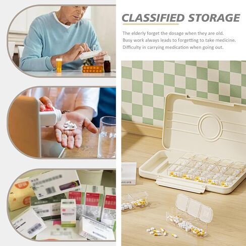 Weekly Pill Organizer 3 Times a Day, Pill Cases Organizers 7 Day, Removable Medicine Pill Prganizer with Separate Container, Medicine Organizer Box,Travel Pill Case to Hold Vitamins and Medication in Saudi Arabia