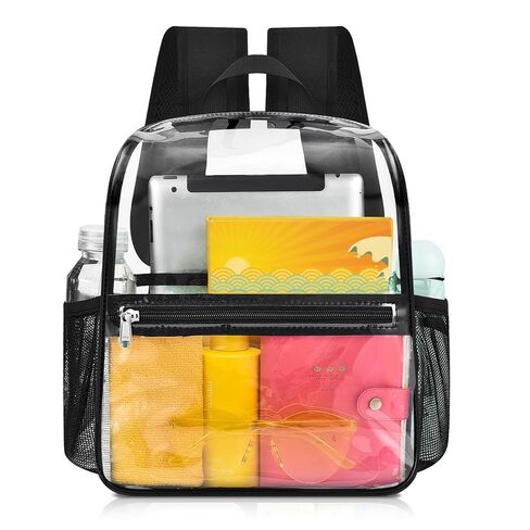 Mildbeer Small Clear Backpack - Stadium Approved 12x12x6 Clear Backpack for Women with 2 Bottle Holders for Festival Concert Travel Sport Games Venues in Saudi Arabia