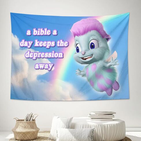 olmsol a bibble a day يبقي الاكتئاب بعيدًا عن المفروشات المضحكة من الكتاب المقدس نسيج ميمي ملصق خلفية راية جدار الفن ديكور الغرفة الجمالية لغرفة النوم في سن المراهقة لوازم الحفلات 40 بوصة × 24 بوصة in Saudi Arabia