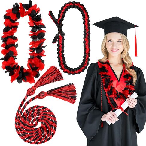 2024 Graduation Leis مصنوع يدويًا شريط التخرج Lei المضفر حبال الشرف مع شرابات للنساء والرجال هدية التخرج ملحقات الحفلات للطلاب لوازم زينة الحفلات (الأزرق والأصفر) in Kuwait