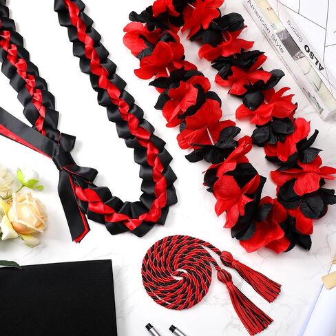 2024 Graduation Leis مصنوع يدويًا شريط التخرج Lei المضفر حبال الشرف مع شرابات للنساء والرجال هدية التخرج ملحقات الحفلات للطلاب لوازم زينة الحفلات (الأزرق والأصفر) in Kuwait
