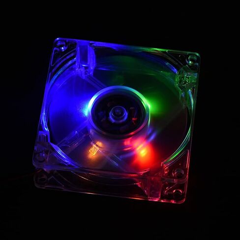 مروحة حافظة كمبيوتر 80 مم، مروحة تبريد كتم صوت 4 سنون مع ضوء LED، 11 ديسيبل مراوح وحدة المعالجة المركزية الداخلية للكمبيوتر الصامت (ملونة) in Saudi Arabia