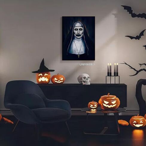 Neejaold Vintage Horror Movie Poster Artwork The Conjuring Mystery Nun Canvas Wall Art Halloween Prints Painting Classic Scary Movie Posters Halloween Room Wall Decor for Bedroom 12x16in Unframed in Saudi Arabia