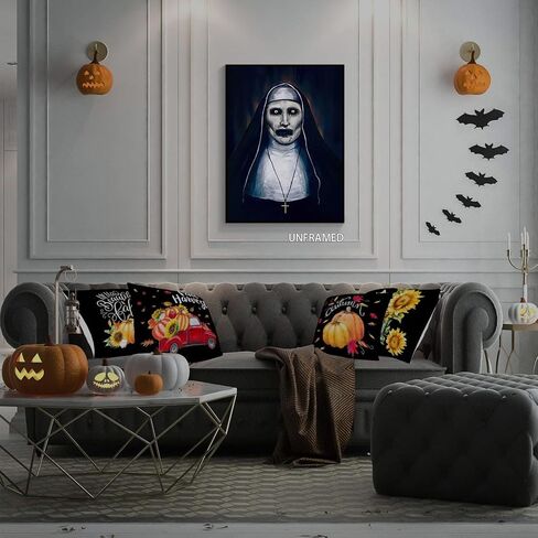 Neejaold Vintage Horror Movie Poster Artwork The Conjuring Mystery Nun Canvas Wall Art Halloween Prints Painting Classic Scary Movie Posters Halloween Room Wall Decor for Bedroom 12x16in Unframed in Saudi Arabia
