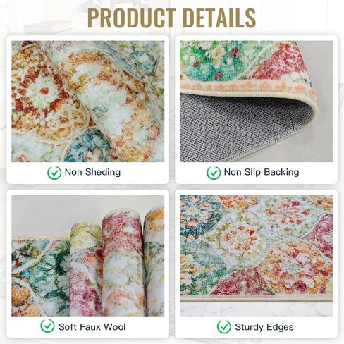 Small Boho Area Rugs 2x3 Vintage Area Rug Indoor Floor Mat Moroccan Entry Rugs Throw Rugs for Entryway Non Slip Kitchen Mat Washable Rugs 2x3 Soft Wool Rug Carpet for Bathroom Bedside Multi in Saudi Arabia