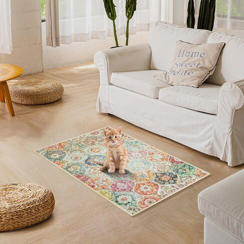 Small Boho Area Rugs 2x3 Vintage Area Rug Indoor Floor Mat Moroccan Entry Rugs Throw Rugs for Entryway Non Slip Kitchen Mat Washable Rugs 2x3 Soft Wool Rug Carpet for Bathroom Bedside Multi in Saudi Arabia