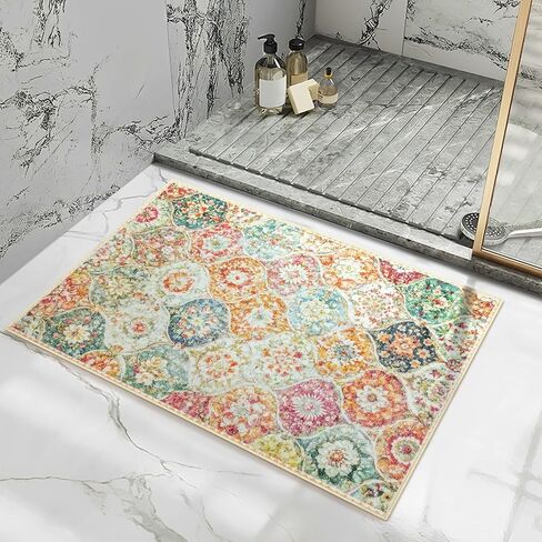 Small Boho Area Rugs 2x3 Vintage Area Rug Indoor Floor Mat Moroccan Entry Rugs Throw Rugs for Entryway Non Slip Kitchen Mat Washable Rugs 2x3 Soft Wool Rug Carpet for Bathroom Bedside Multi in Saudi Arabia
