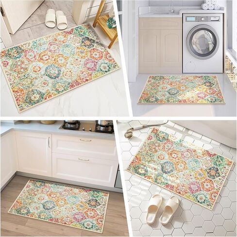 Small Boho Area Rugs 2x3 Vintage Area Rug Indoor Floor Mat Moroccan Entry Rugs Throw Rugs for Entryway Non Slip Kitchen Mat Washable Rugs 2x3 Soft Wool Rug Carpet for Bathroom Bedside Multi in Saudi Arabia