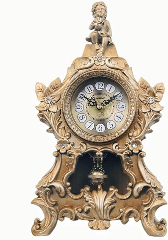 15''h الباروك العتيقة البندول ساعة الروكوكو نمط رف ساعة مع 2 الشمعدانات حاملي الشموع الراتنج ساعة مكتب ساعة الذكرى السنوية لغرفة المعيشة غرفة نوم ديكور مكتب in Kuwait