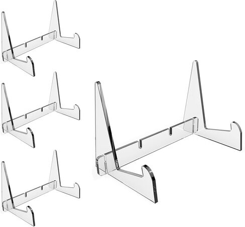 Boloyo تجميع حامل الكتب الأكريليك، 4 قطع حامل عرض أكريليك شفاف لعرض الصور والكتب وأوراق الموسيقى وأجهزة الكمبيوتر المحمولة والأعمال الفنية والأقراص المضغوطة وما إلى ذلك. in Kuwait