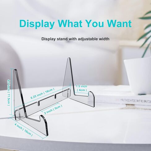 Boloyo تجميع حامل الكتب الأكريليك، 4 قطع حامل عرض أكريليك شفاف لعرض الصور والكتب وأوراق الموسيقى وأجهزة الكمبيوتر المحمولة والأعمال الفنية والأقراص المضغوطة وما إلى ذلك. in Kuwait