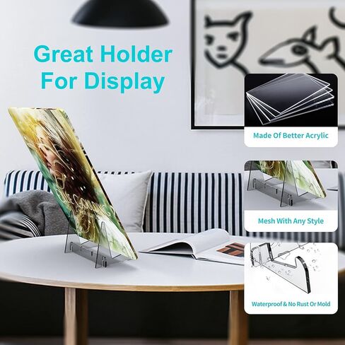 Boloyo تجميع حامل الكتب الأكريليك، 4 قطع حامل عرض أكريليك شفاف لعرض الصور والكتب وأوراق الموسيقى وأجهزة الكمبيوتر المحمولة والأعمال الفنية والأقراص المضغوطة وما إلى ذلك. in Kuwait