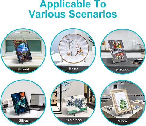 Boloyo تجميع حامل الكتب الأكريليك، 4 قطع حامل عرض أكريليك شفاف لعرض الصور والكتب وأوراق الموسيقى وأجهزة الكمبيوتر المحمولة والأعمال الفنية والأقراص المضغوطة وما إلى ذلك. in Kuwait