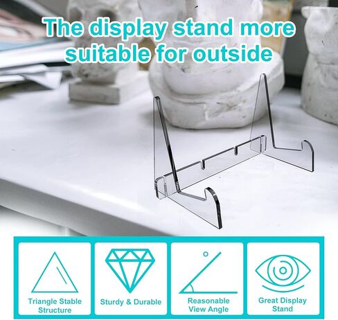 Boloyo تجميع حامل الكتب الأكريليك، 4 قطع حامل عرض أكريليك شفاف لعرض الصور والكتب وأوراق الموسيقى وأجهزة الكمبيوتر المحمولة والأعمال الفنية والأقراص المضغوطة وما إلى ذلك. in Kuwait