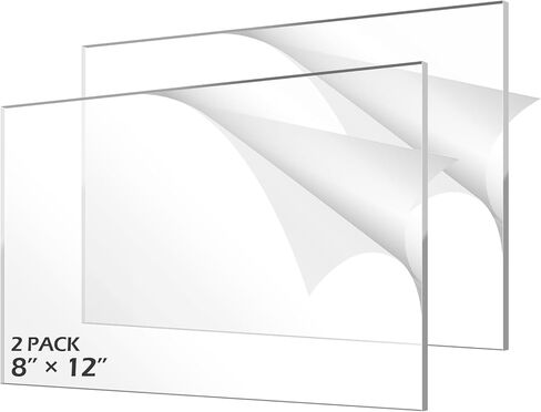 JINMURY 4 عبوات من صفائح الأكريليك الشفافة مقاس 8 × 12 بوصة بسمك 1/8 بوصة (3 مم) صفائح بلاستيكية شفافة من الأكريليك المصبوب لللافتات والنقش والقطع بالليزر والحرف اليدوية ومشاريع العرض بنفسك in Kuwait