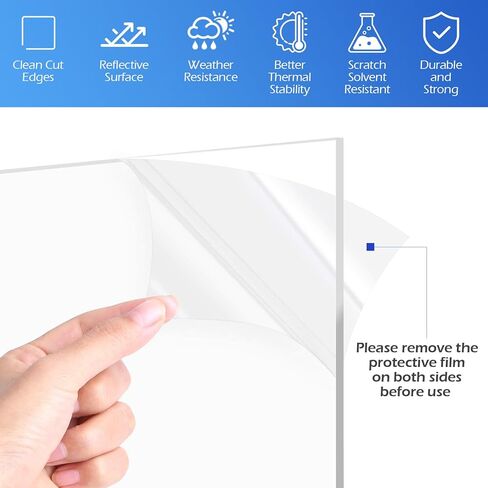 JINMURY 4 عبوات من صفائح الأكريليك الشفافة مقاس 8 × 12 بوصة بسمك 1/8 بوصة (3 مم) صفائح بلاستيكية شفافة من الأكريليك المصبوب لللافتات والنقش والقطع بالليزر والحرف اليدوية ومشاريع العرض بنفسك in Kuwait