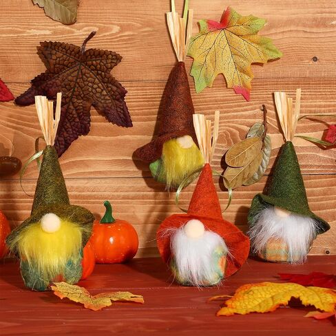 4 Pieces Thanksgiving Gnomes Ornaments Hanging Fall Plush Gnomes Autumn Handmade Swedish Tomte Hanging Elf Gnomes for Thanksgiving Day Party Decorations Supplies in Saudi Arabia