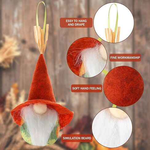 4 Pieces Thanksgiving Gnomes Ornaments Hanging Fall Plush Gnomes Autumn Handmade Swedish Tomte Hanging Elf Gnomes for Thanksgiving Day Party Decorations Supplies in Saudi Arabia