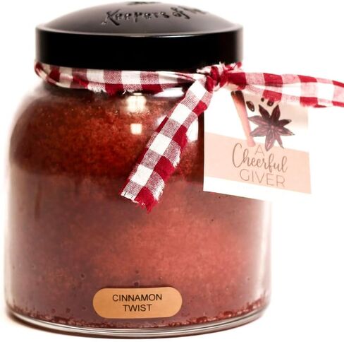 A Cheerful Giver — Cinnamon Twist - 34oz Papa Scented Candle Jar with Lid - Keepers of the Light - 155 Hours of Burn Time, Gift for Women, Red in Saudi Arabia