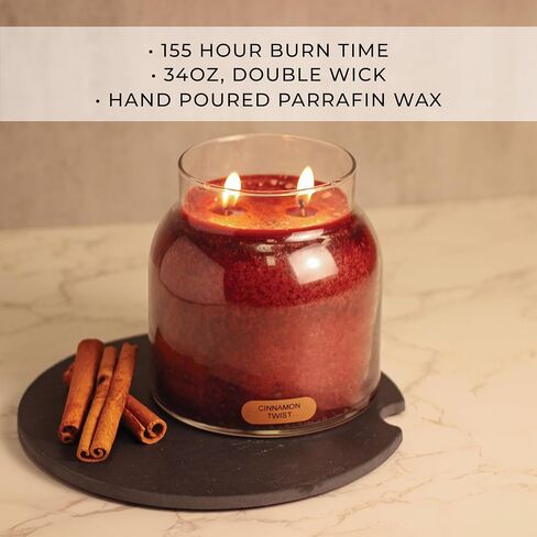 A Cheerful Giver — Cinnamon Twist - 34oz Papa Scented Candle Jar with Lid - Keepers of the Light - 155 Hours of Burn Time, Gift for Women, Red in Saudi Arabia