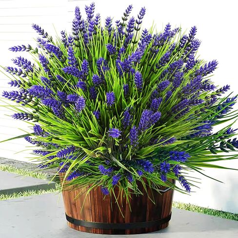 Artificial Plants Outdoor,18 Pcs Fake Flowers UV Resistant Outdoor Fake Plants, Artificial Fall Flowers Plastic Faux Mums Flowers Shrubs Greenery Plants for Home Garden Patio Porch Window Box Decor in Saudi Arabia
