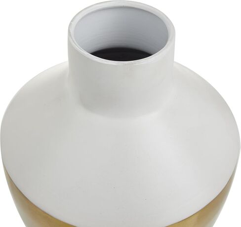 Deco 79 Metal Decorative Vase Centerpiece Vases with Gold Band, Set of 2 Flower Vases for Home Decoration 20", 16"H, White in Saudi Arabia