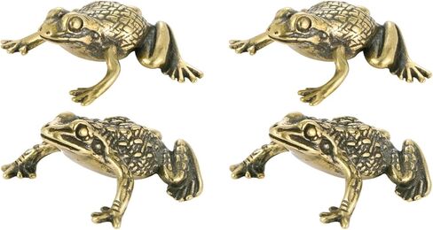 2 Sets Brass Frog feng Shui Office Decor Chinese decoraciones para salas de casa Money Frog Statue Vintage Animal Ornaments Miniature House Brass Craft Decor Delicate car in Saudi Arabia