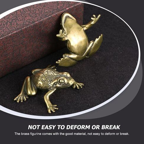 2 Sets Brass Frog feng Shui Office Decor Chinese decoraciones para salas de casa Money Frog Statue Vintage Animal Ornaments Miniature House Brass Craft Decor Delicate car in Saudi Arabia